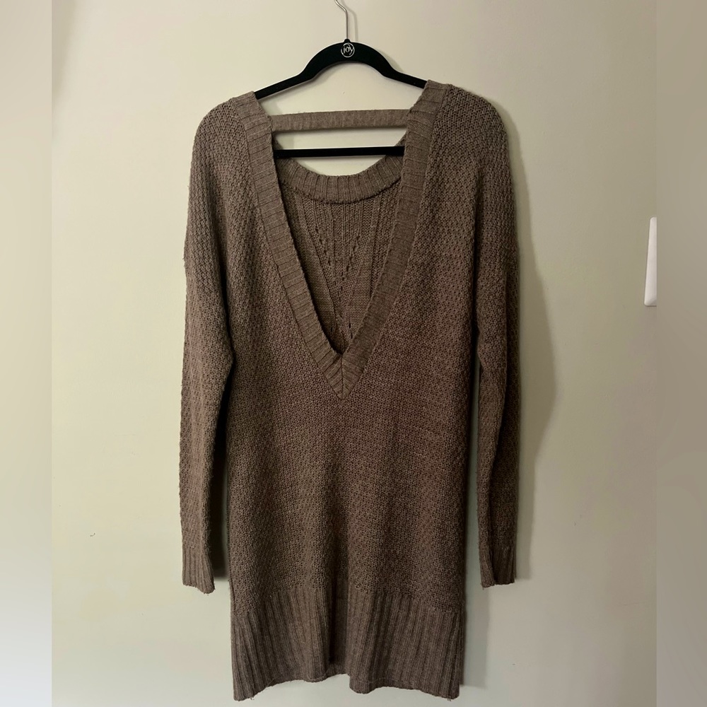 Grey V Back Sweater